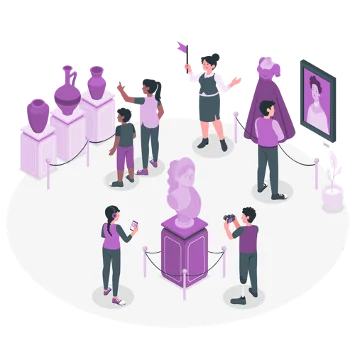 Museum and visitors illustration